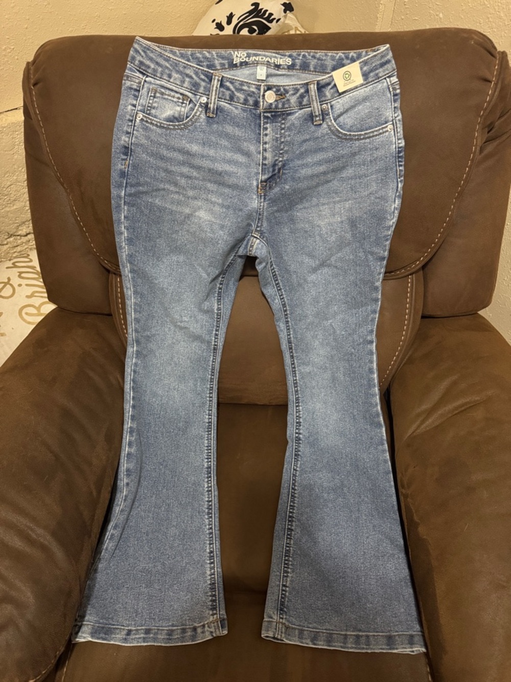 No Boundaries Women's Light Blue Flare Leg Jeans